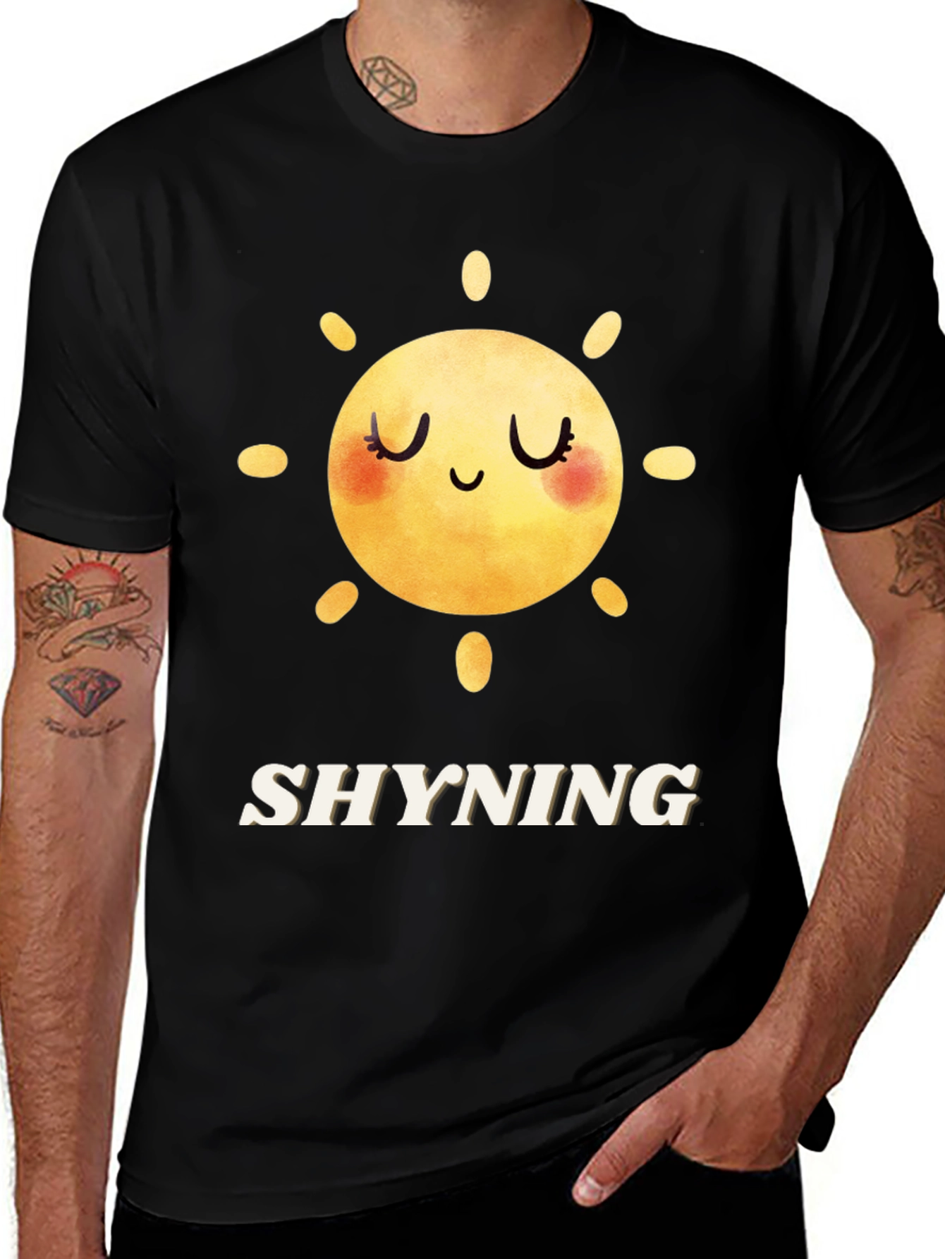 Shyning Sun Graphic Tee - Stylish Black T-Shirt