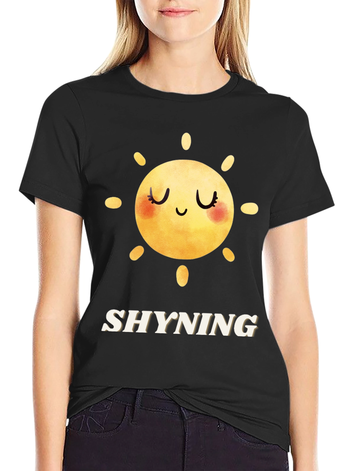 Shyning Sun Graphic Tee - Stylish Black T-Shirt