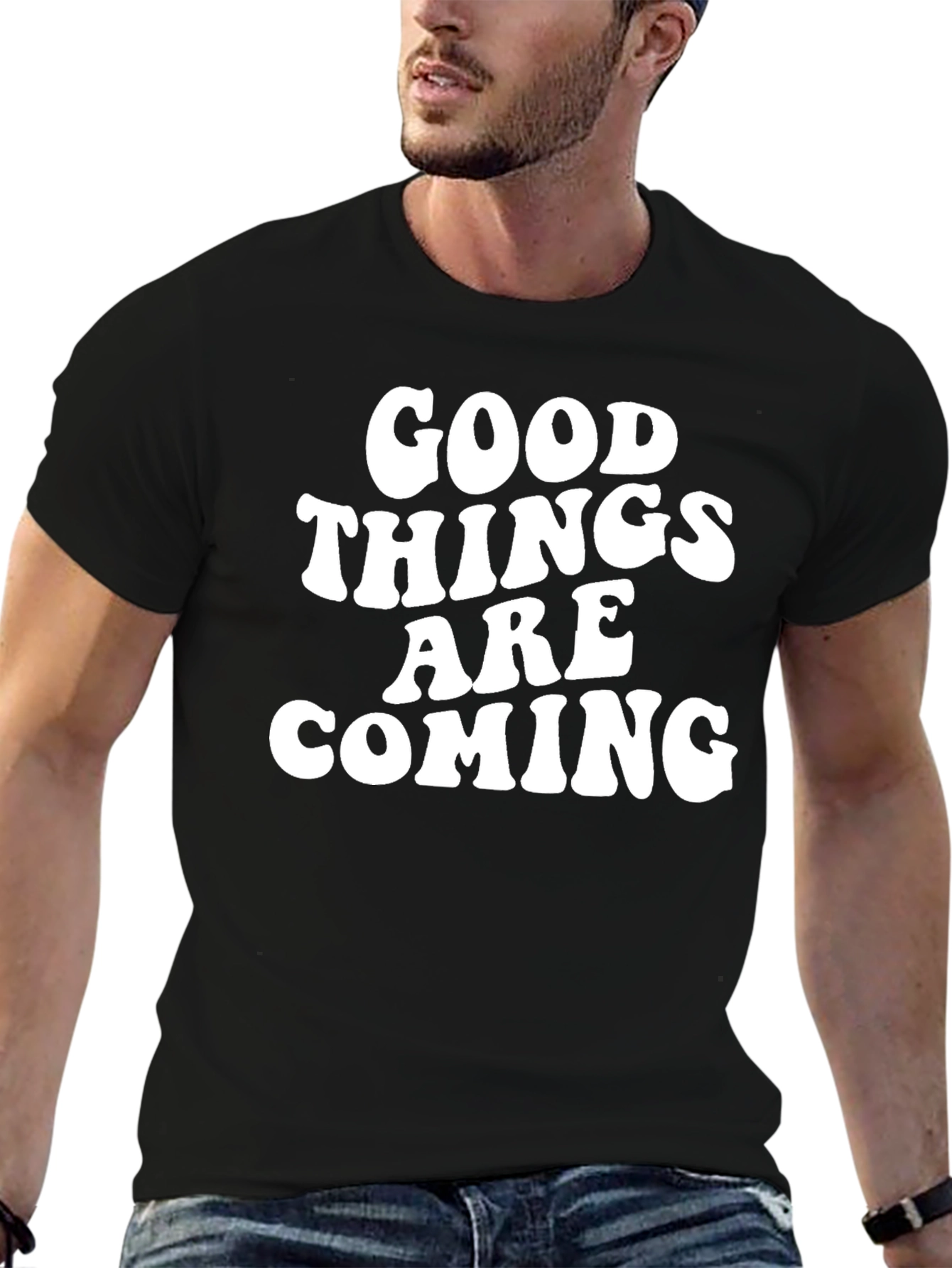 Good Things are Coming Black Graphic T-Shirt