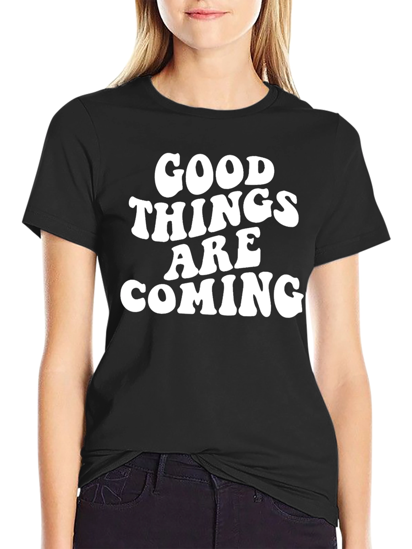 Good Things are Coming Black Graphic T-Shirt