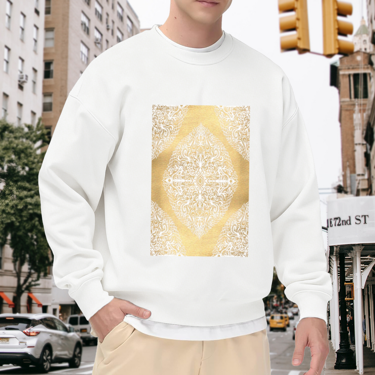 Cat & Diamond Graphic ԲÁìÎÀÒÂ - Unique Design Pullover Sweatshirt