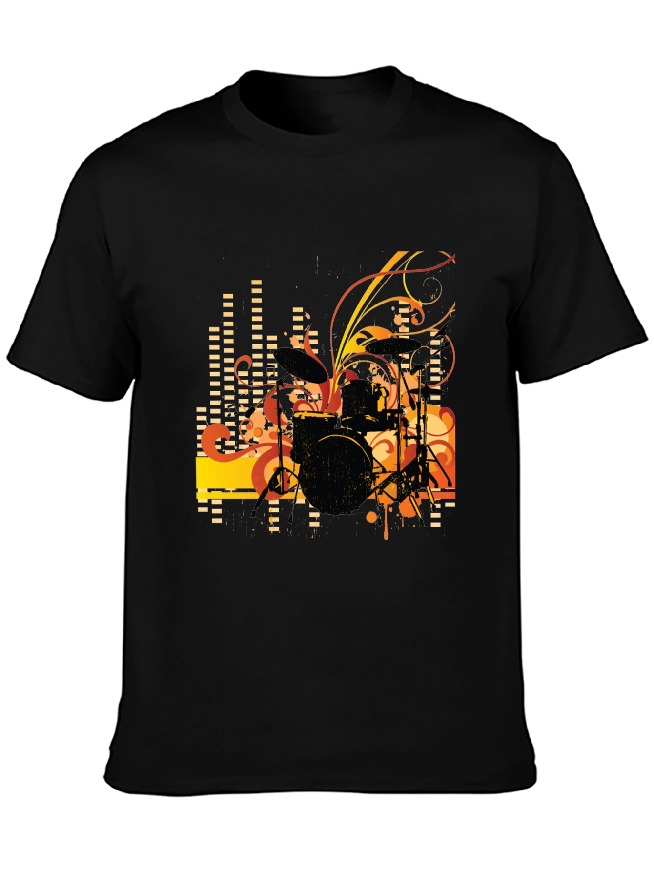 Drum Set Graphic T-Shirt - Black