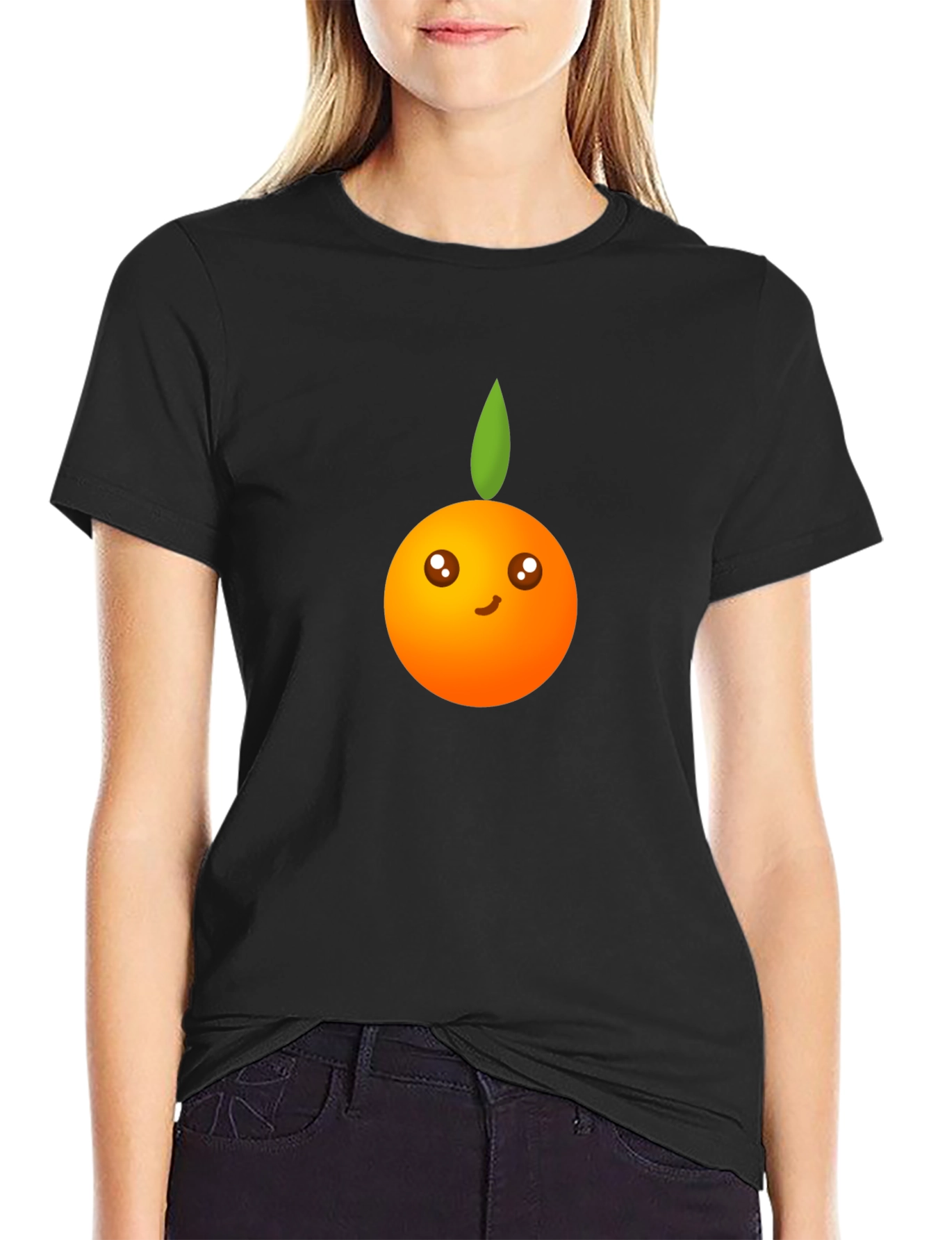 Cute Orange Graphic Tee - Black Unisex Shirt