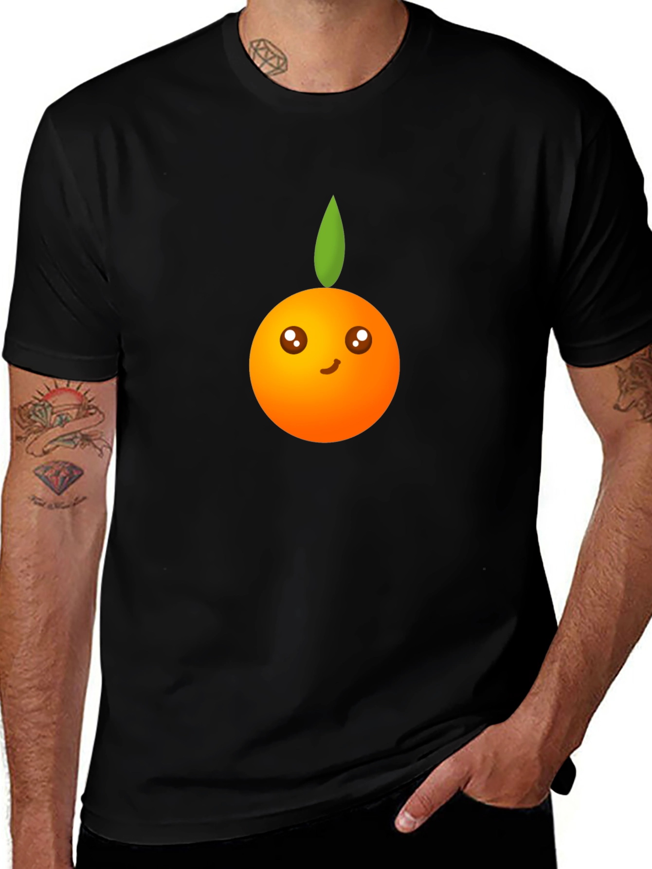 Cute Orange Graphic Tee - Black Unisex Shirt