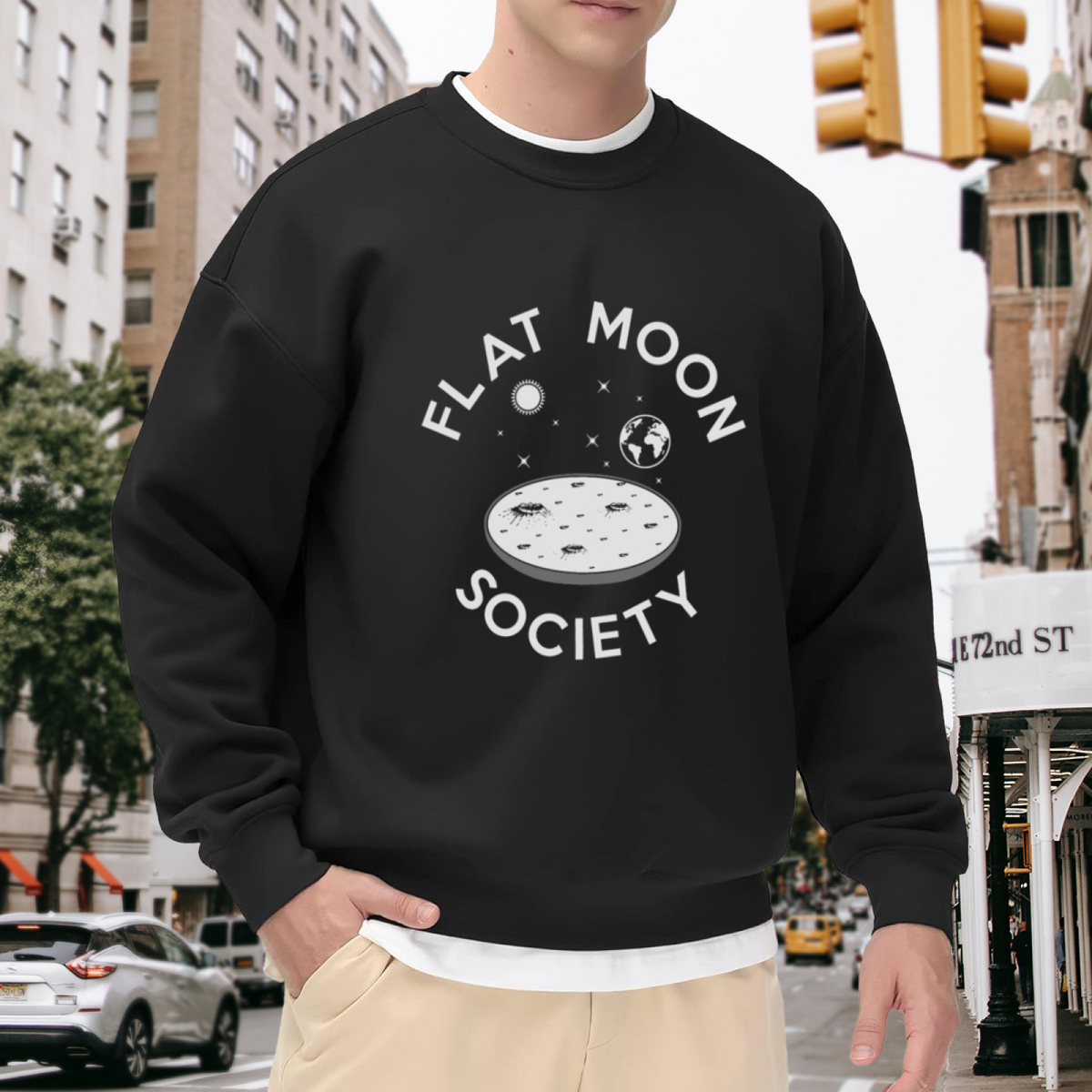 FLAT MOON SOCIETY - Funny Conspiracy Theory Graphic ԲÁìÎÀÒÂ | Unisex Pullover Sweatshirt