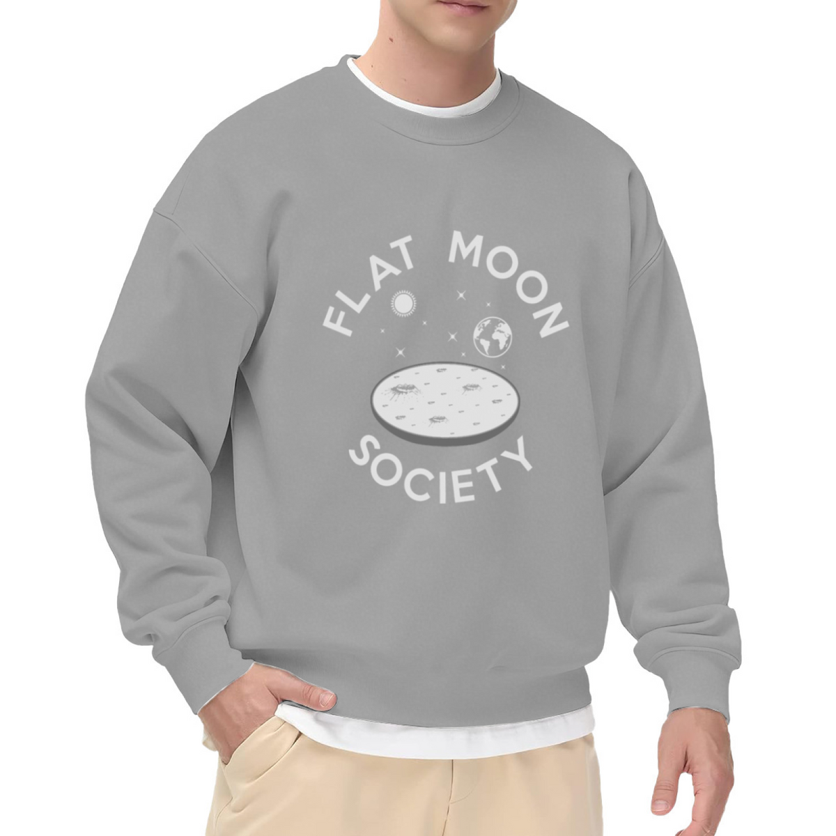 FLAT MOON SOCIETY - Funny Conspiracy Theory Graphic ԲÁìÎÀÒÂ | Unisex Pullover Sweatshirt