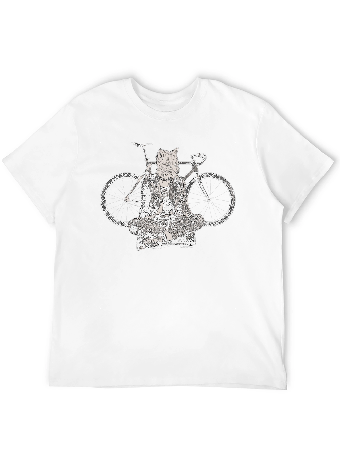 Cat Buddha Bike Graphic Tee - Black Cotton Blend