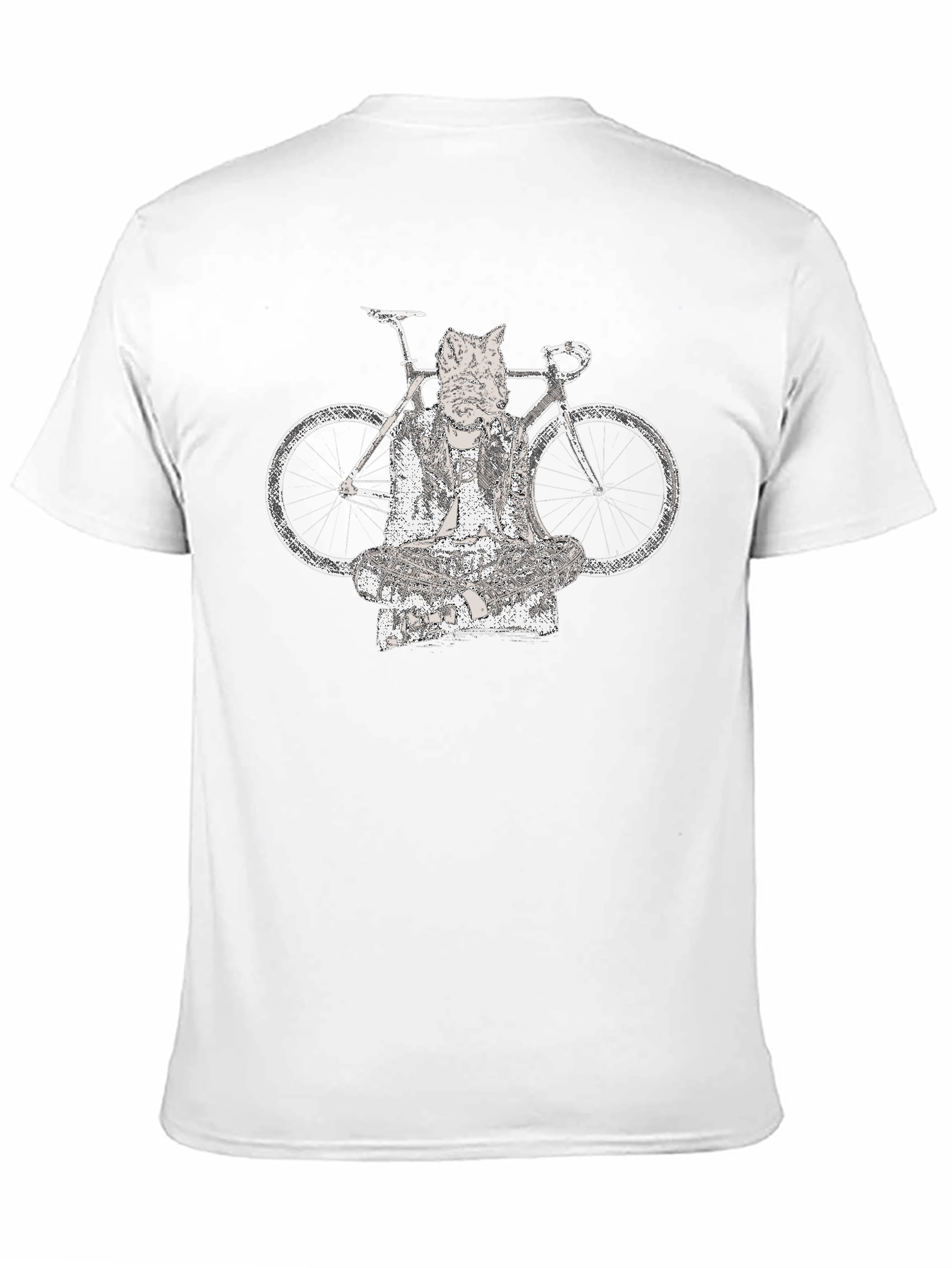 Cat Buddha Bike Graphic Tee - Black Cotton Blend