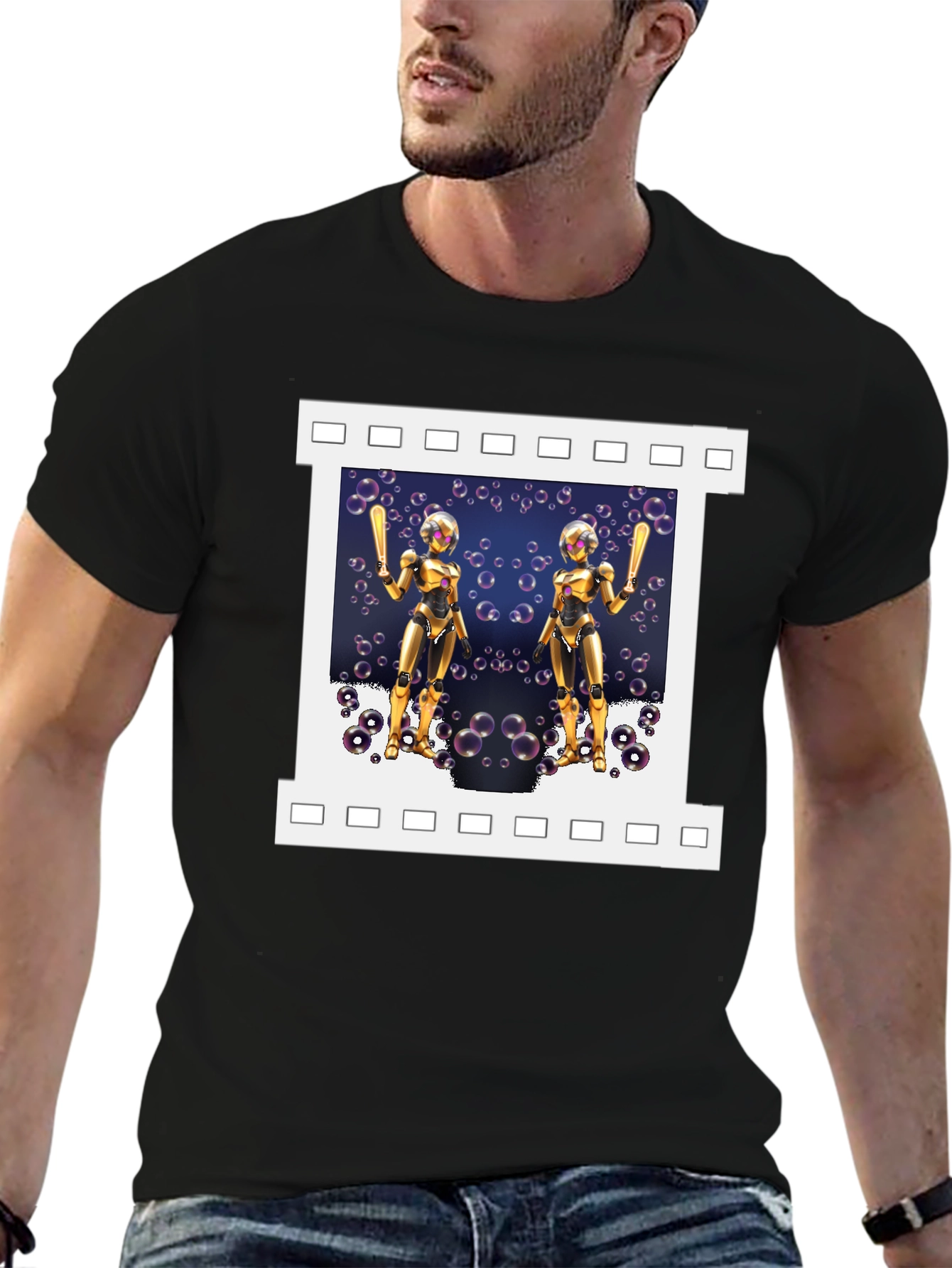 Robot Baseball Player Graphic T-Shirt