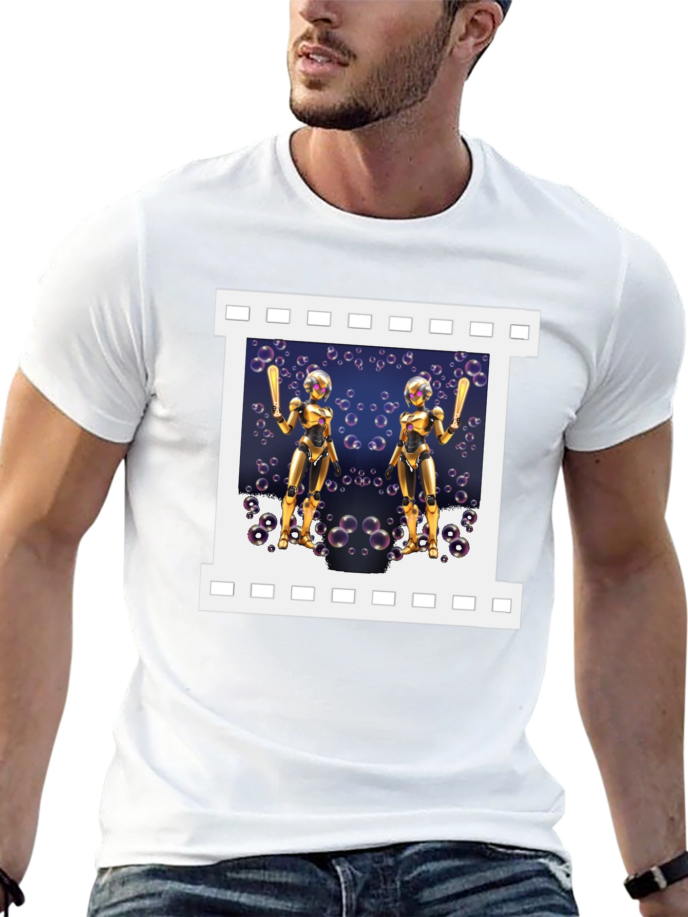 Robot Baseball Player Graphic T-Shirt