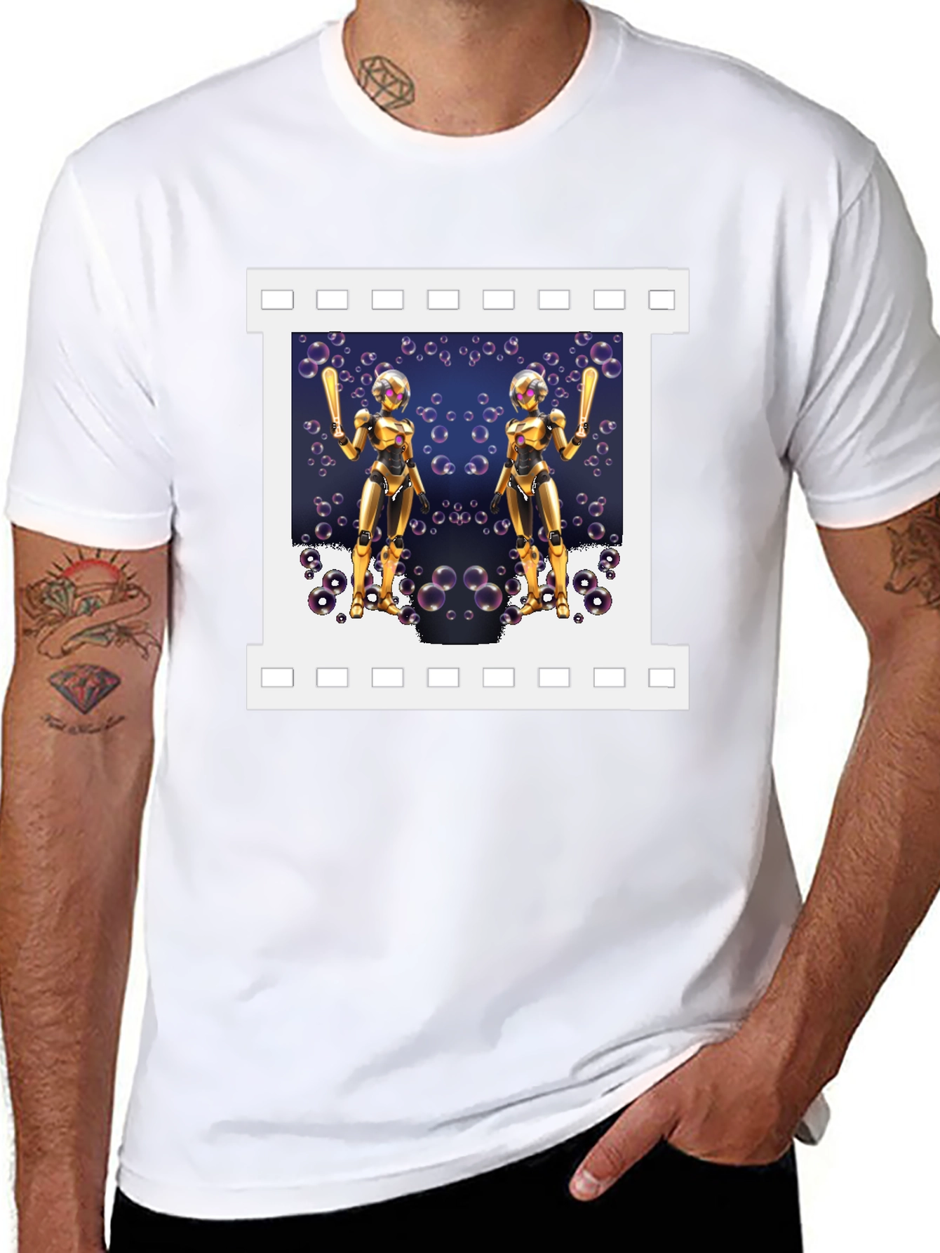 Robot Baseball Player Graphic T-Shirt