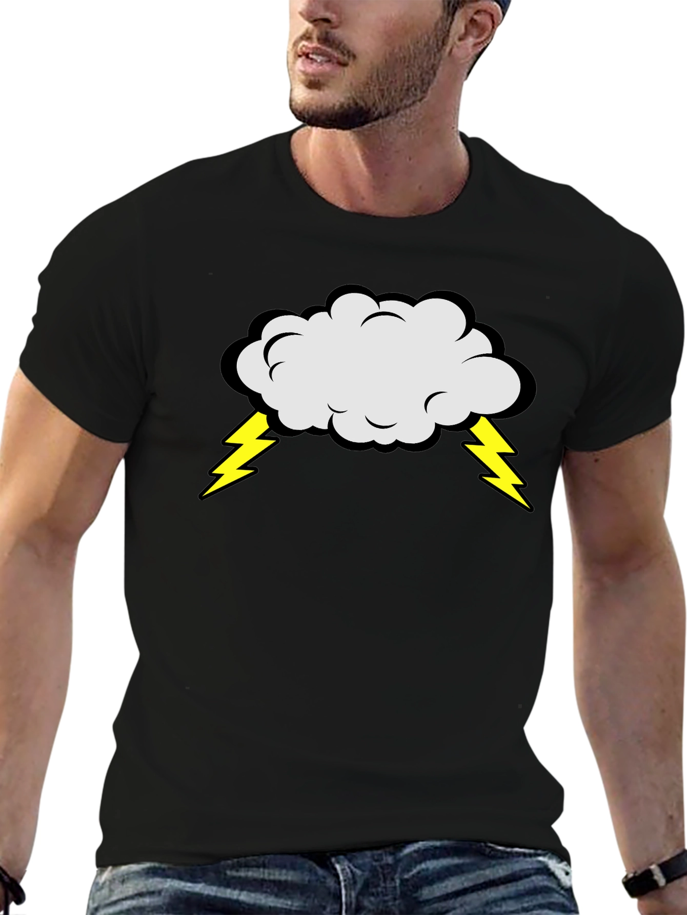 Stormy Cloud T-Shirt - Mens Black Cotton Tee