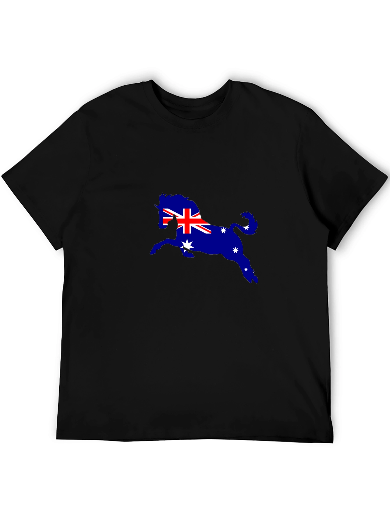 Aussie Horse Tee - Black Cotton Blend Shirt