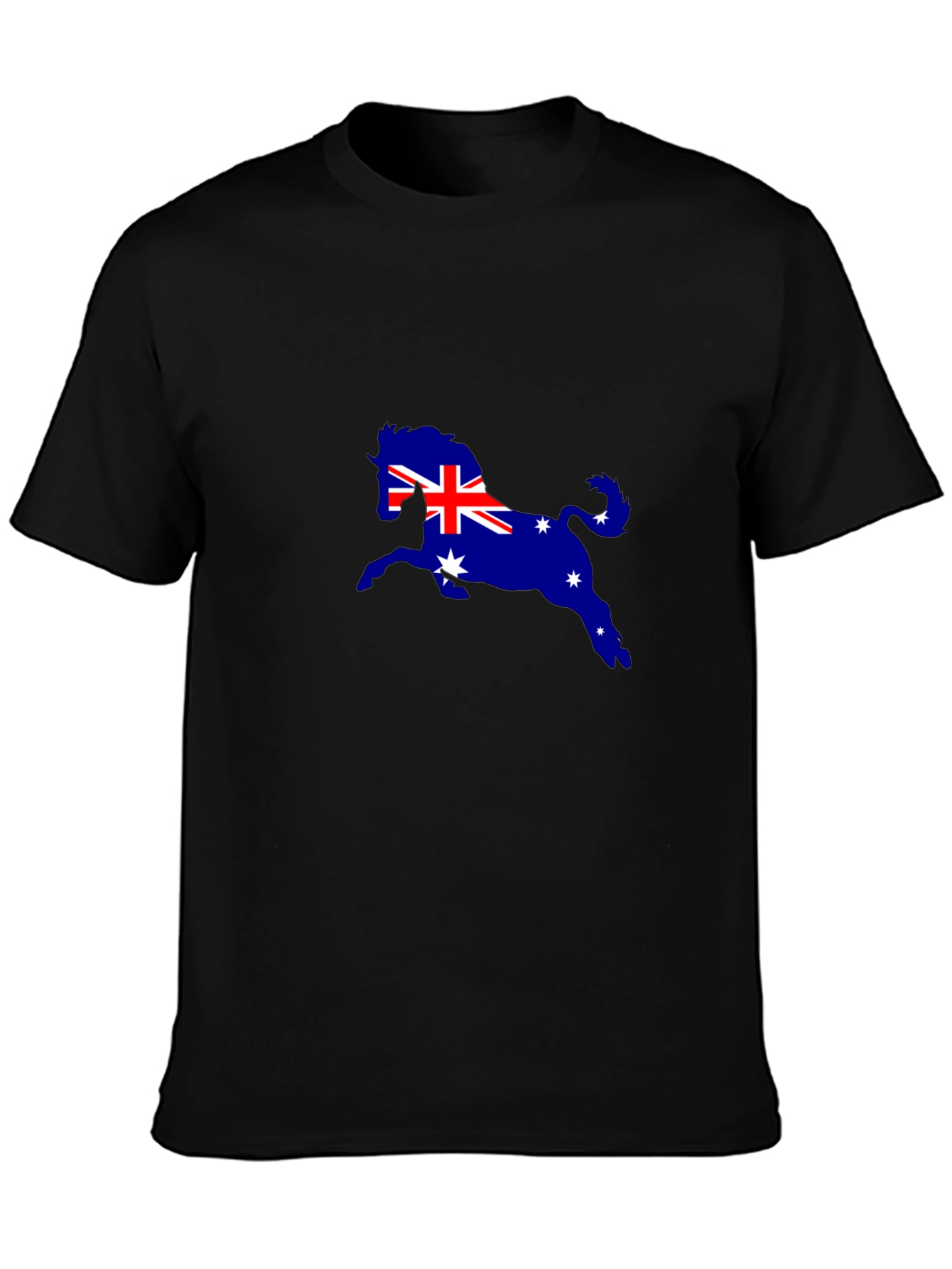 Aussie Horse Tee - Black Cotton Blend Shirt
