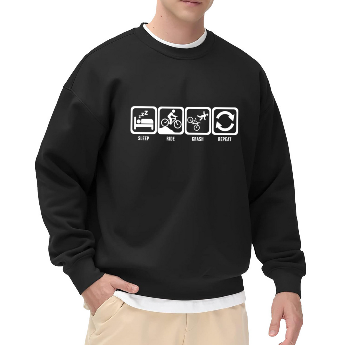 SLEEP RIDE CRASH REPEAT - Funny Cycling Graphic ԲÁìÎÀÒÂ | Unisex Pullover Sweatshirt