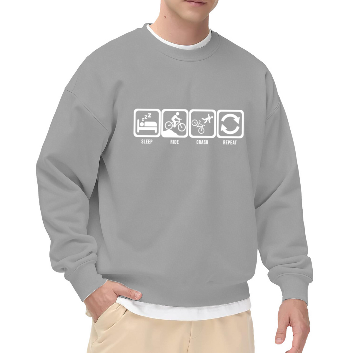 SLEEP RIDE CRASH REPEAT - Funny Cycling Graphic ԲÁìÎÀÒÂ | Unisex Pullover Sweatshirt
