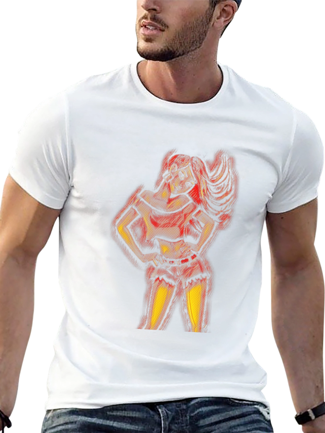 Artistic Woman Graphic Print Black T-Shirt