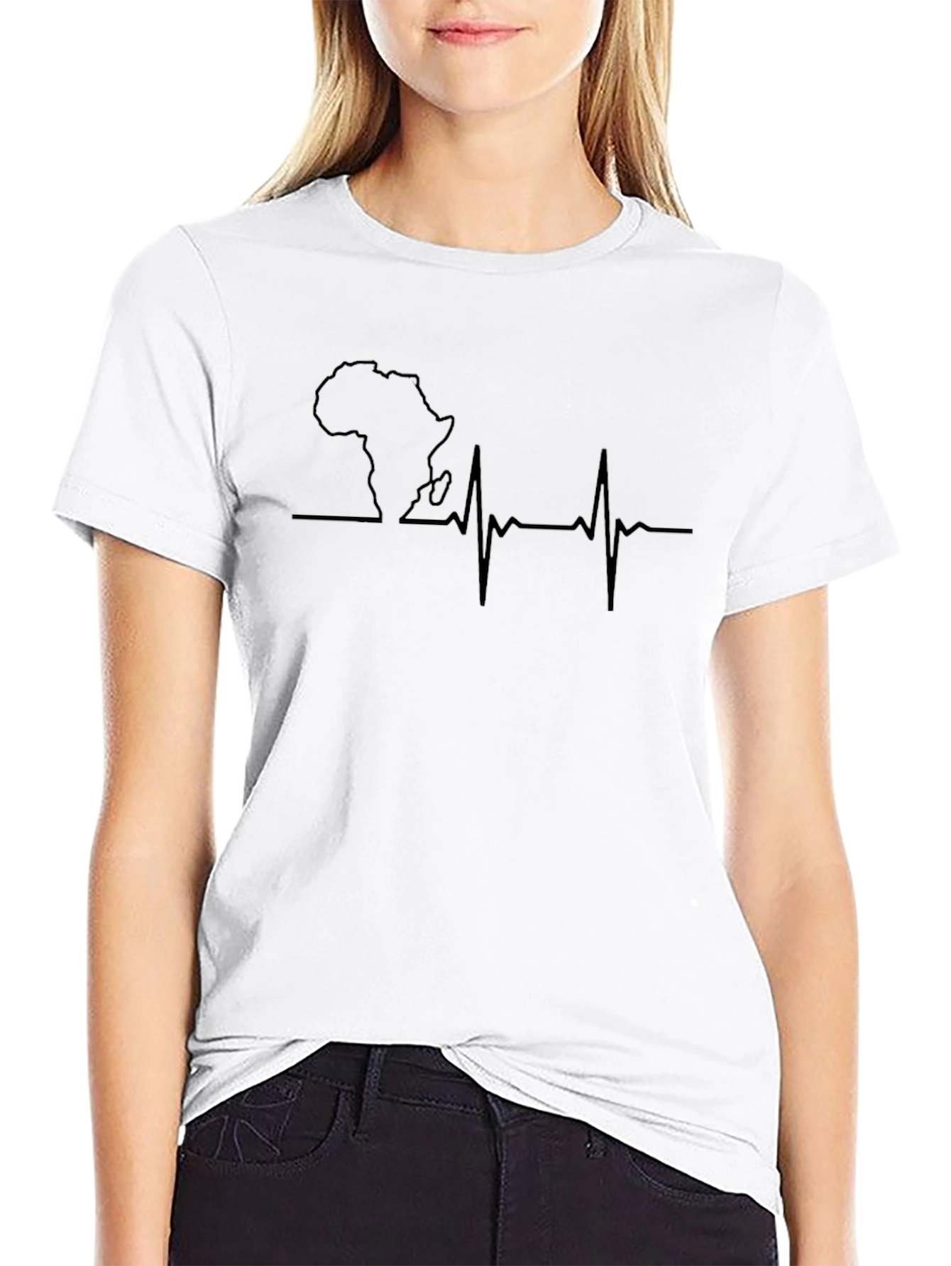 Africa Heartbeat T-Shirt - Black Crew Neck