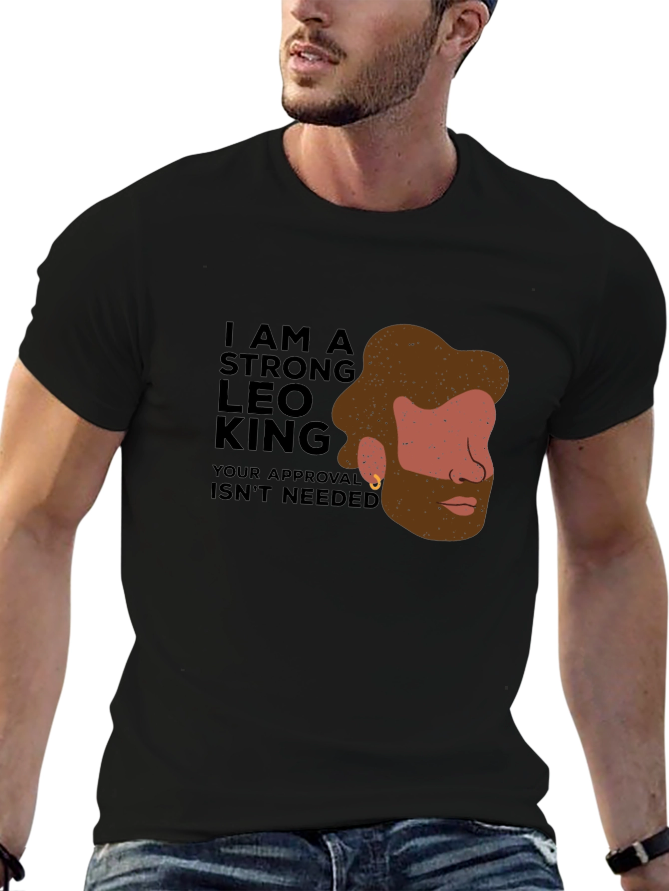 Strong Leo King Graphic Tee - Bold Statement Shirt