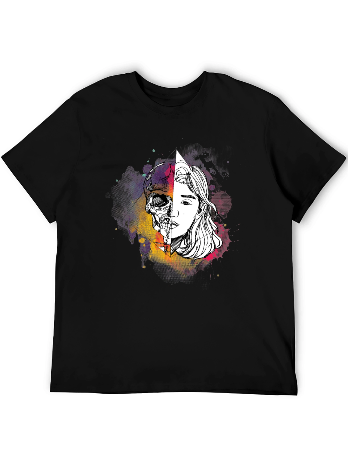 Skull & Face Graphic Tee - Edgy Style