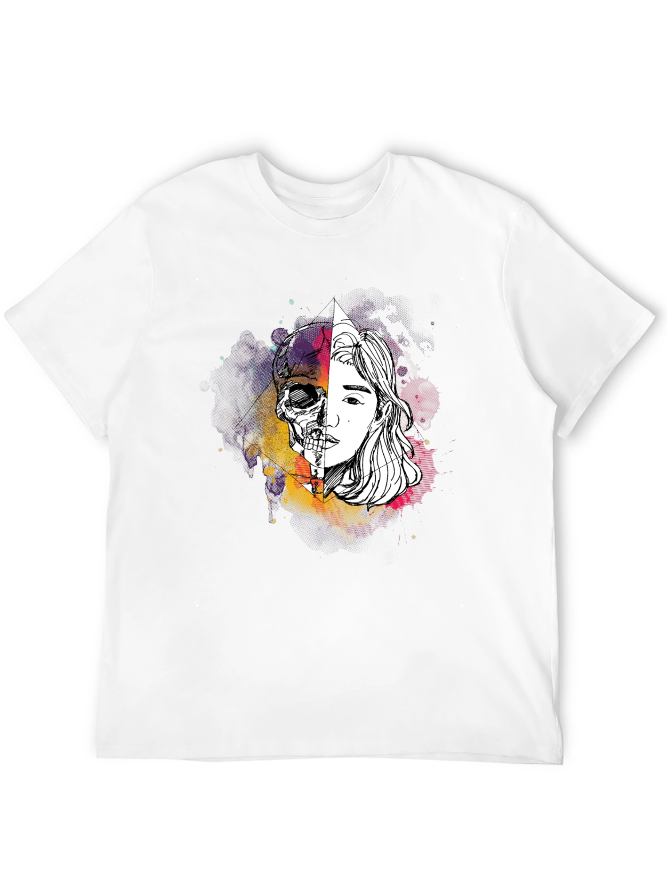 Skull & Face Graphic Tee - Edgy Style
