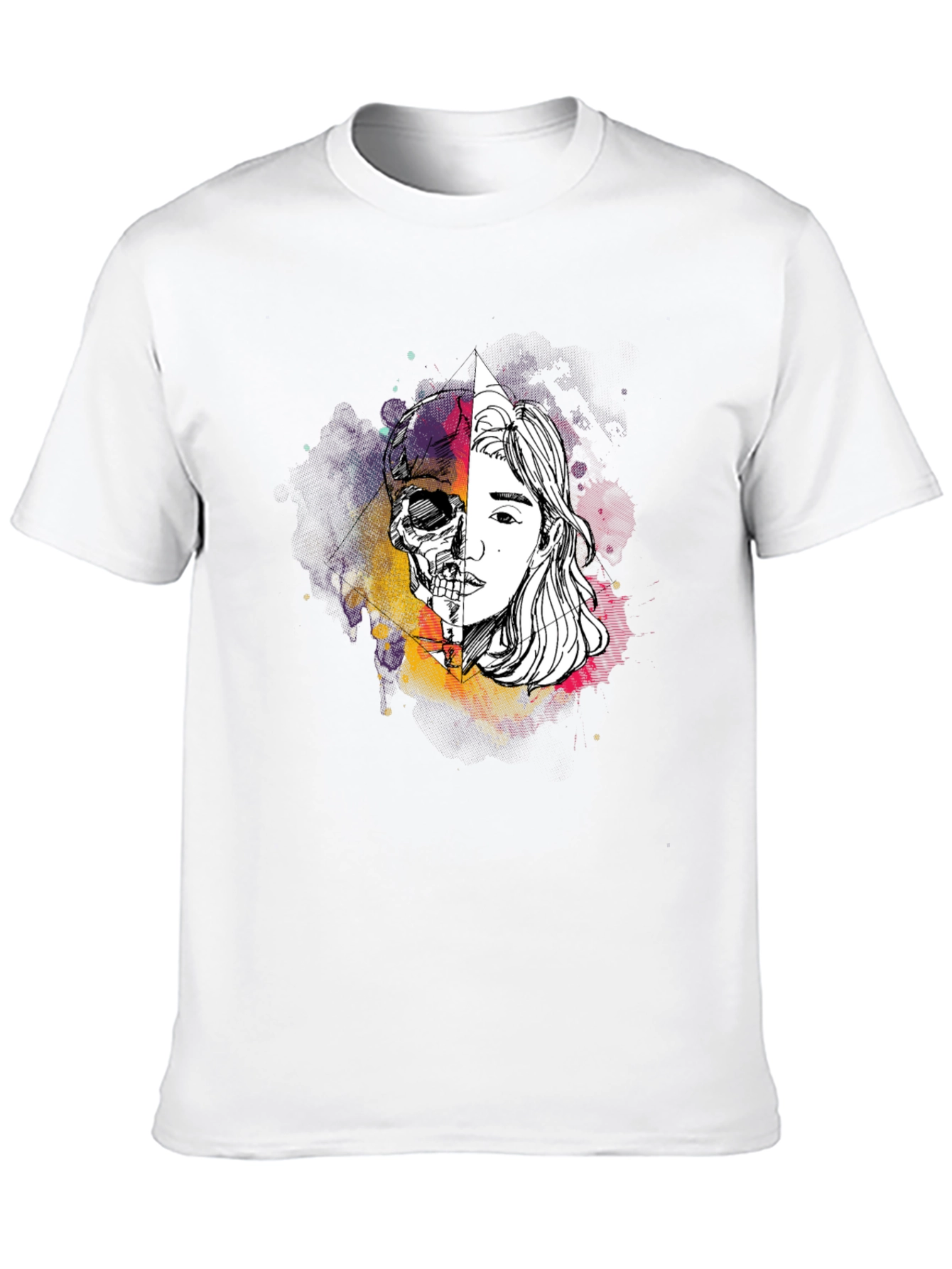 Skull & Face Graphic Tee - Edgy Style
