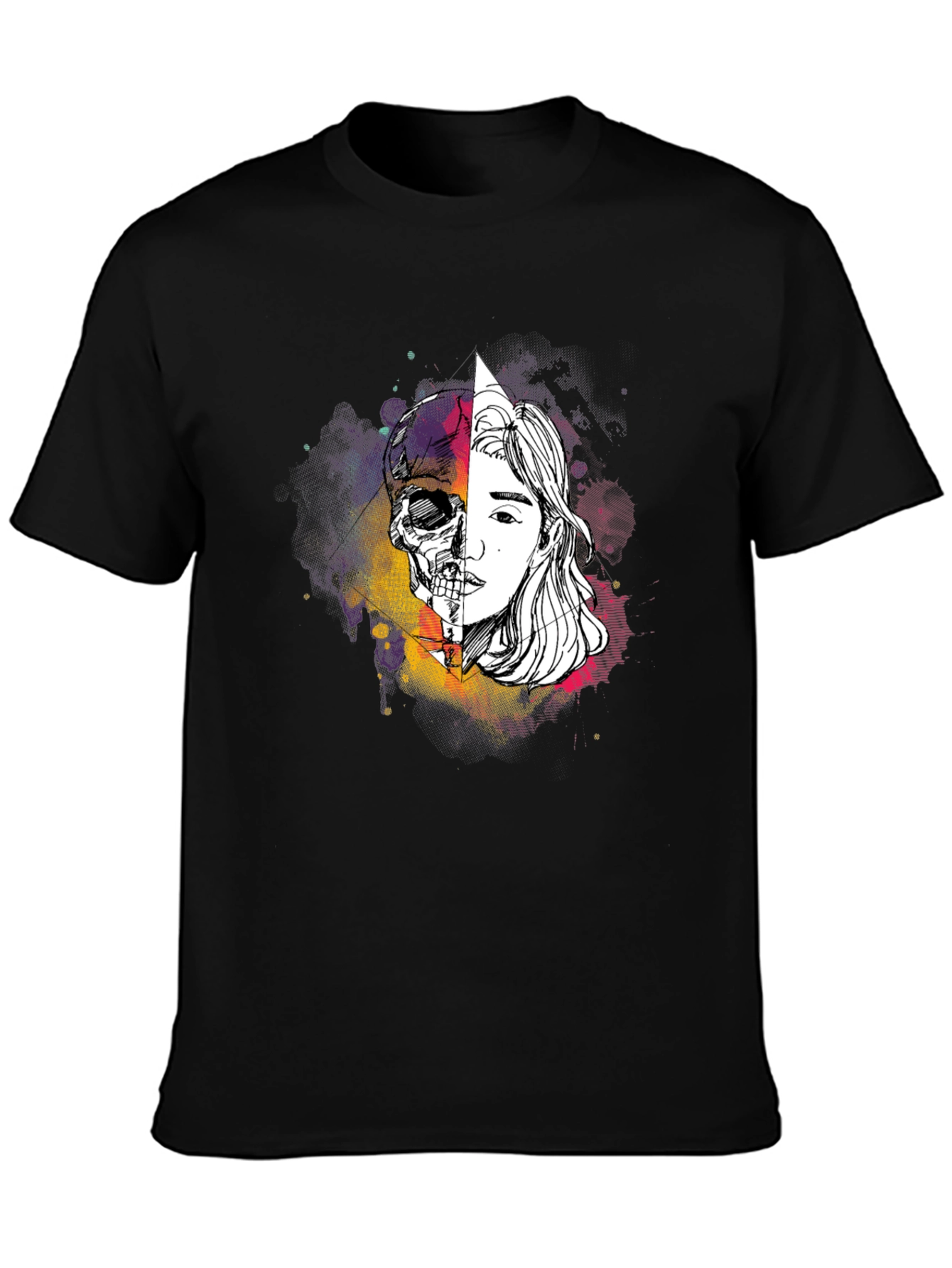 Skull & Face Graphic Tee - Edgy Style