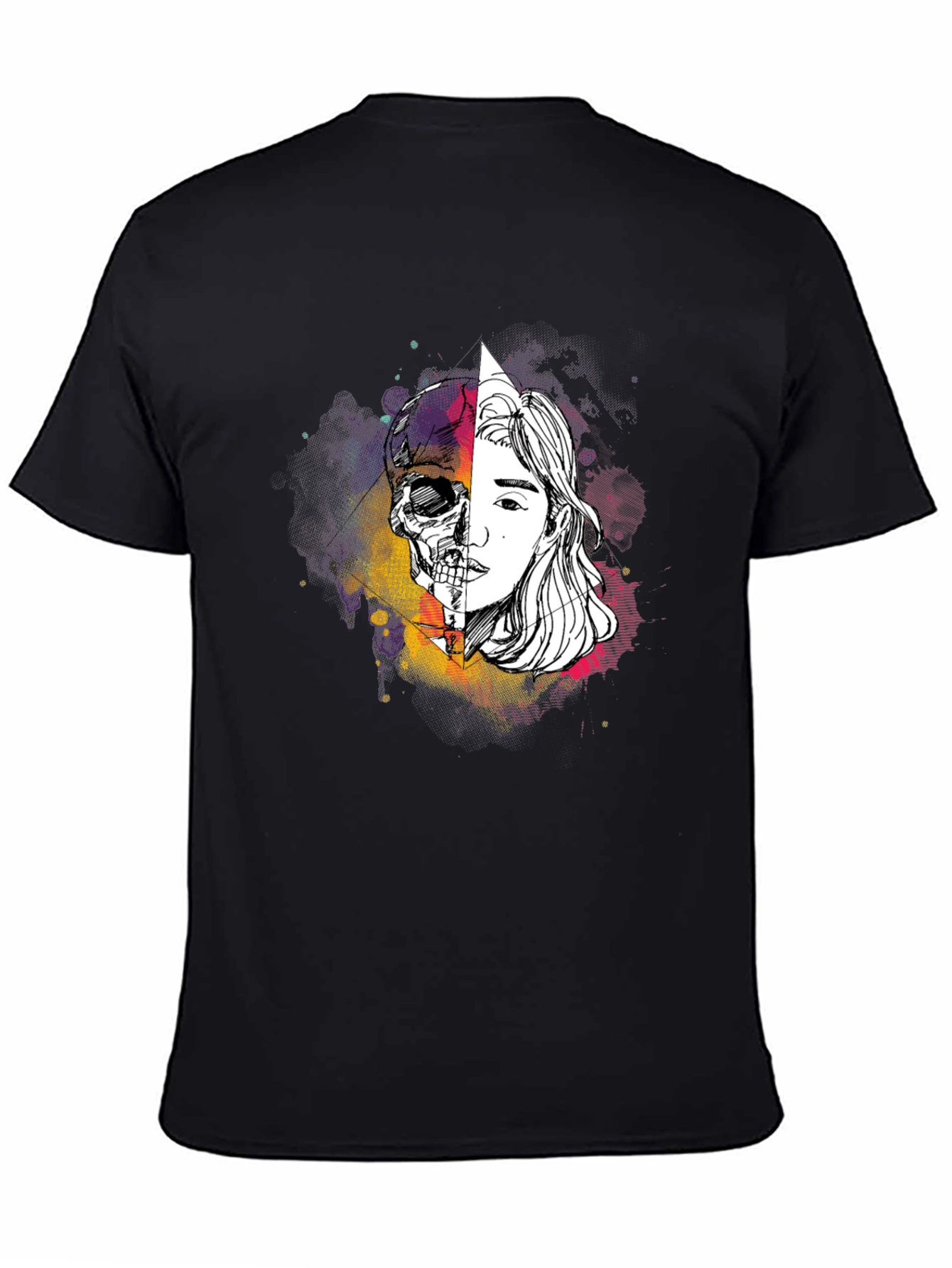 Skull & Face Graphic Tee - Edgy Style
