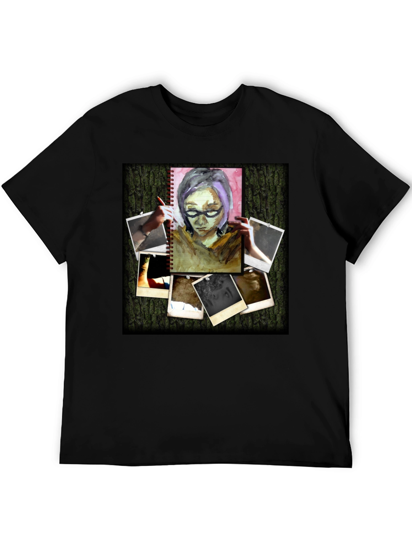 Artistic Photo Collage Black T-Shirt