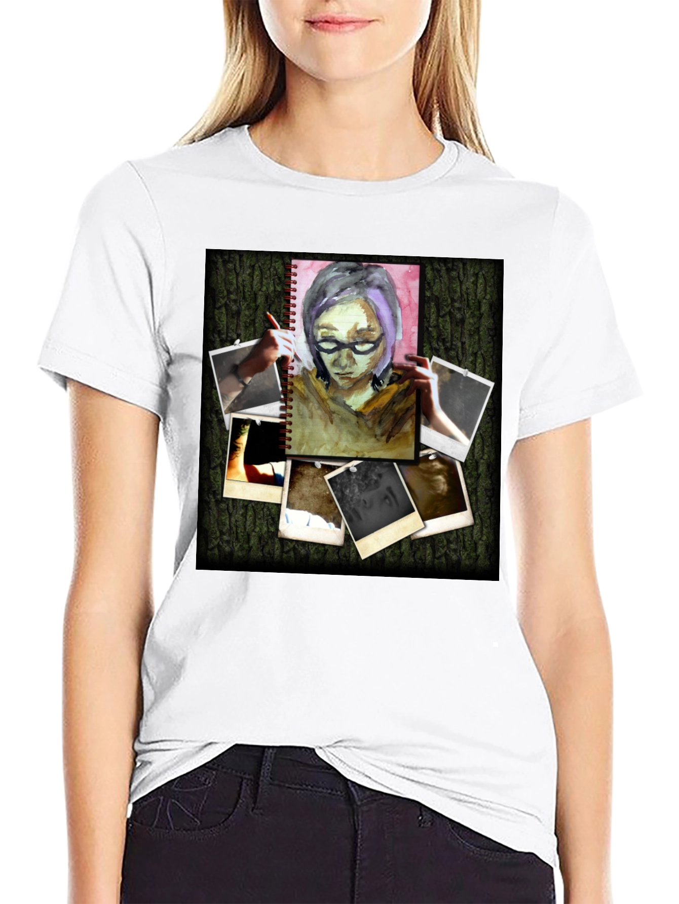 Artistic Photo Collage Black T-Shirt
