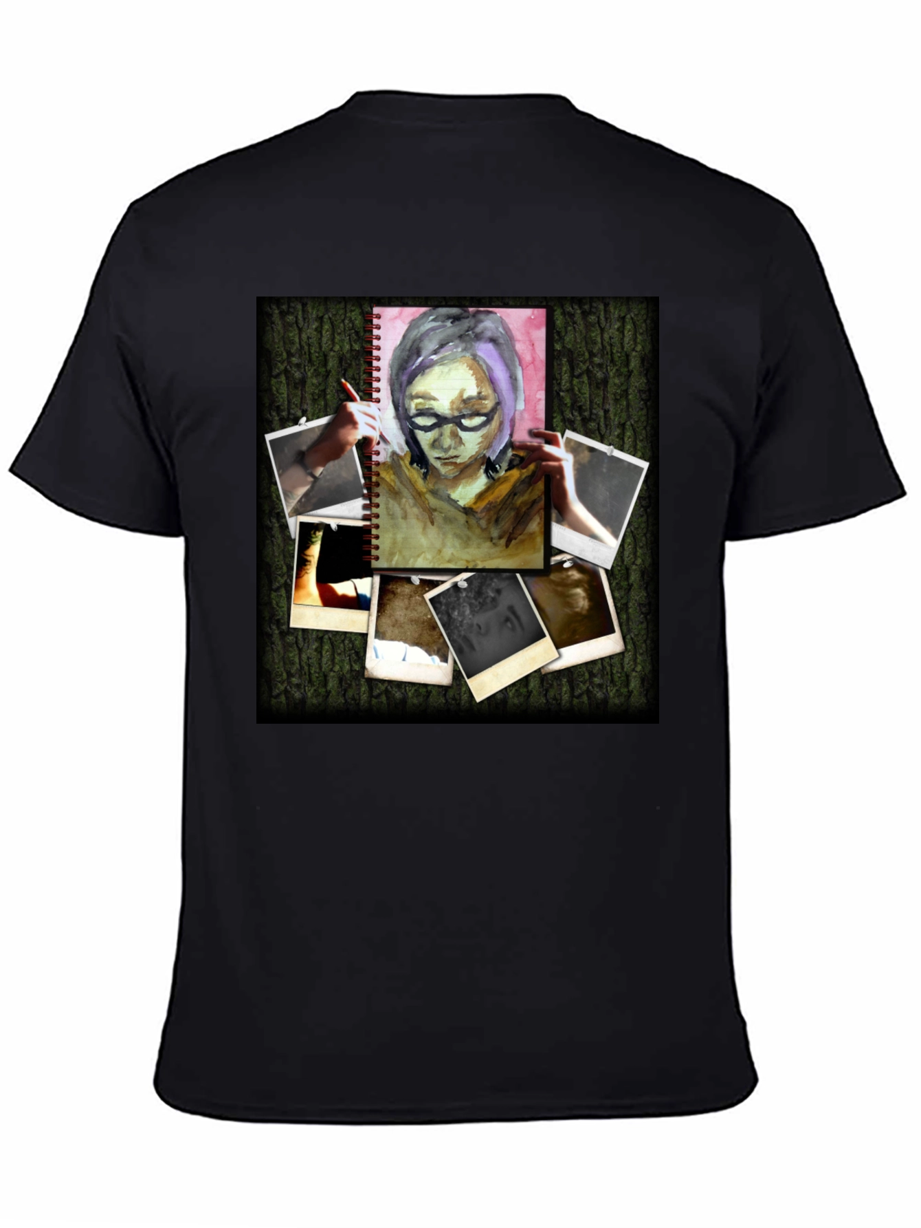 Artistic Photo Collage Black T-Shirt