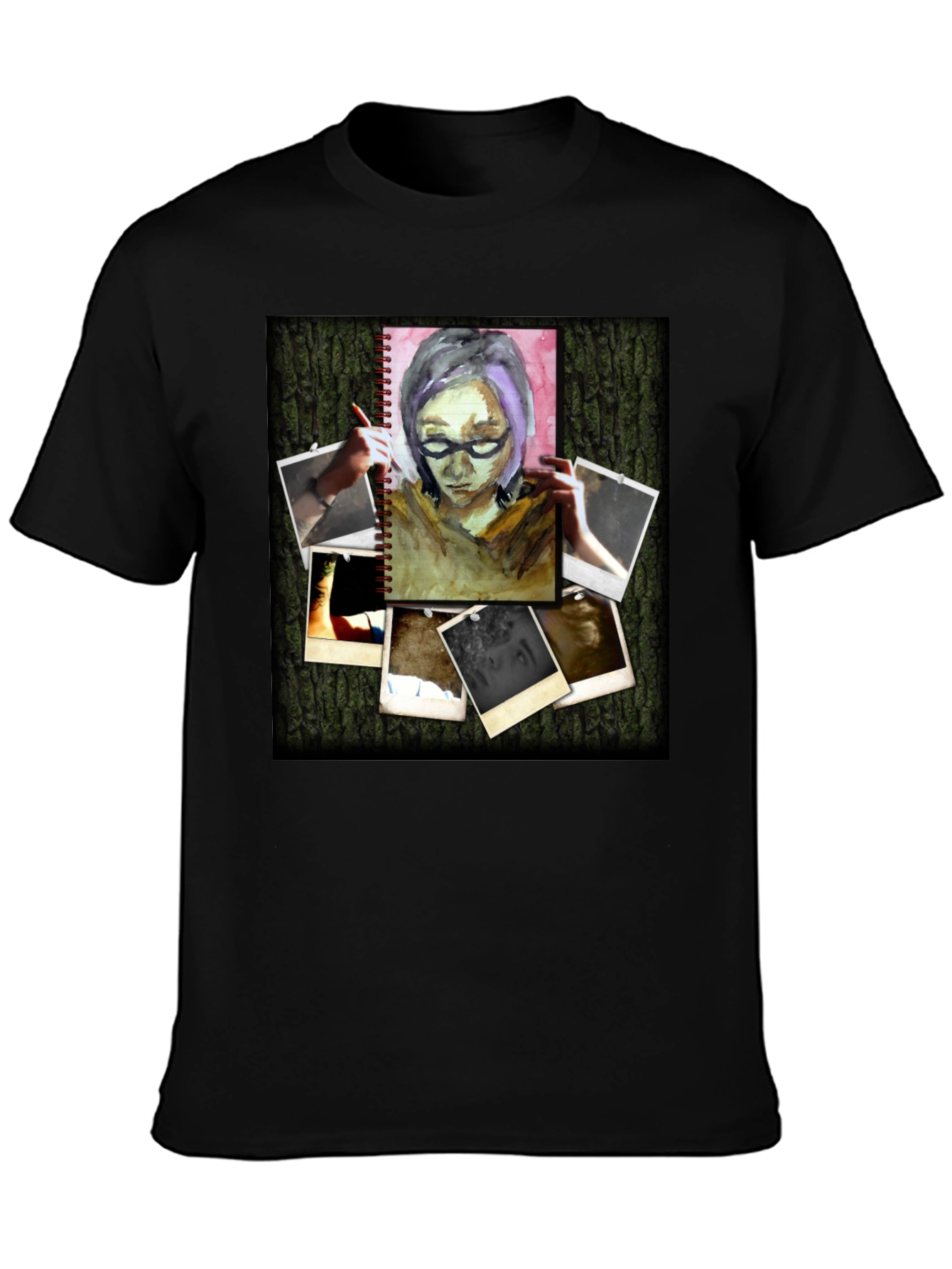 Artistic Photo Collage Black T-Shirt