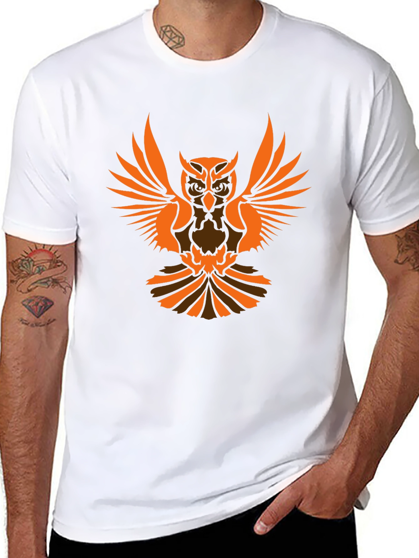 Owl Graphic Print Black T-Shirt