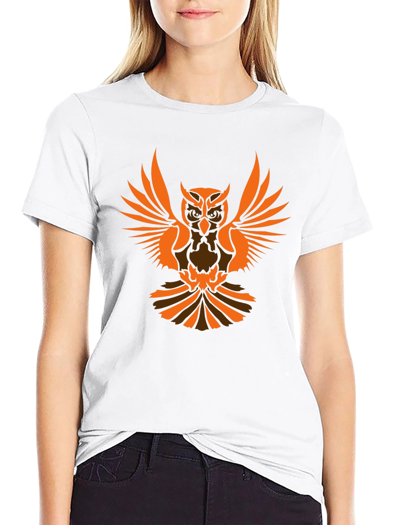 Owl Graphic Print Black T-Shirt