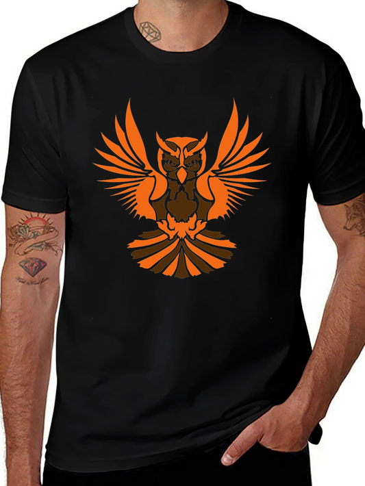 Owl Graphic Print Black T-Shirt