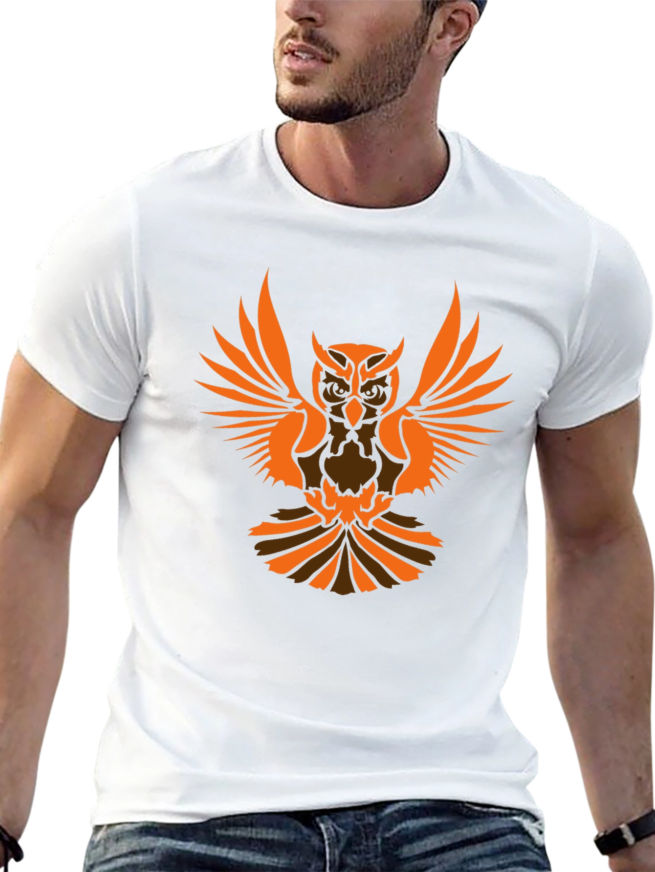 Owl Graphic Print Black T-Shirt
