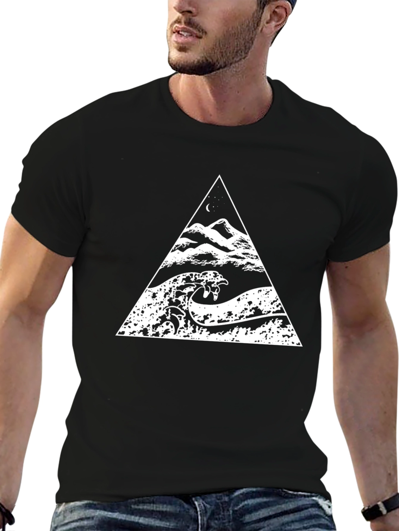 Triangle Wave Graphic Black T-Shirt