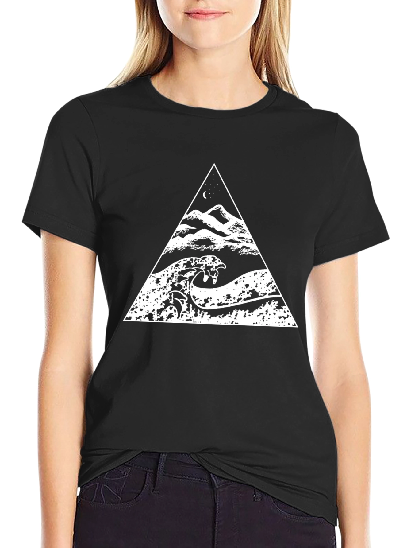 Triangle Wave Graphic Black T-Shirt