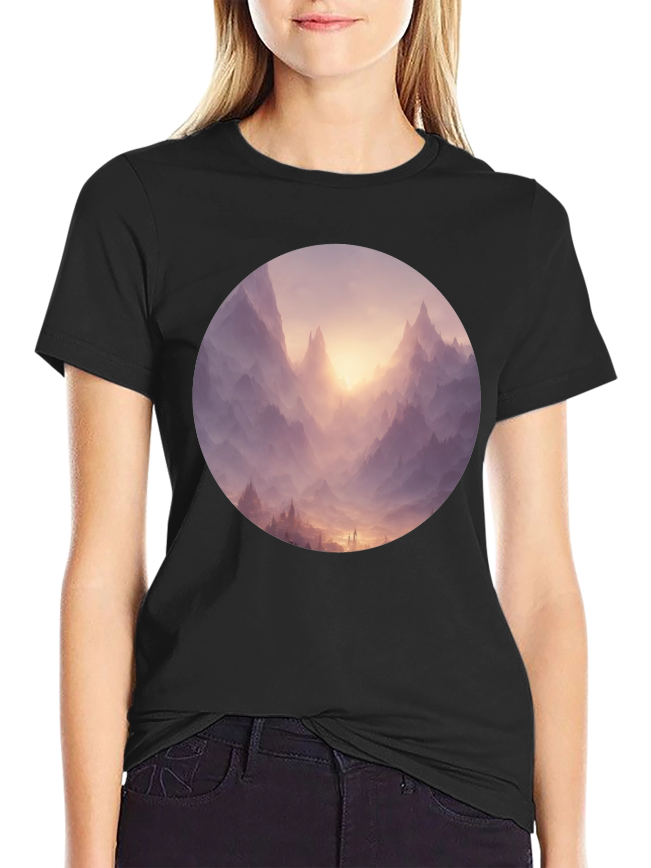 Mystic Mountain View Graphic Tee - Black