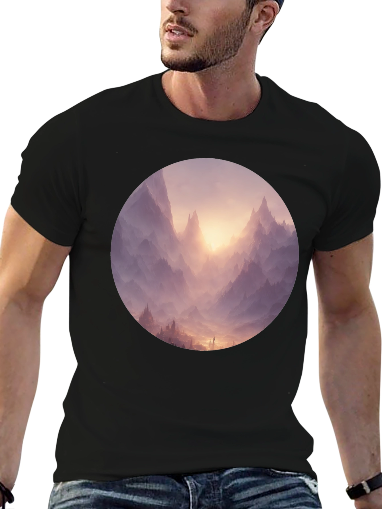 Mystic Mountain View Graphic Tee - Black