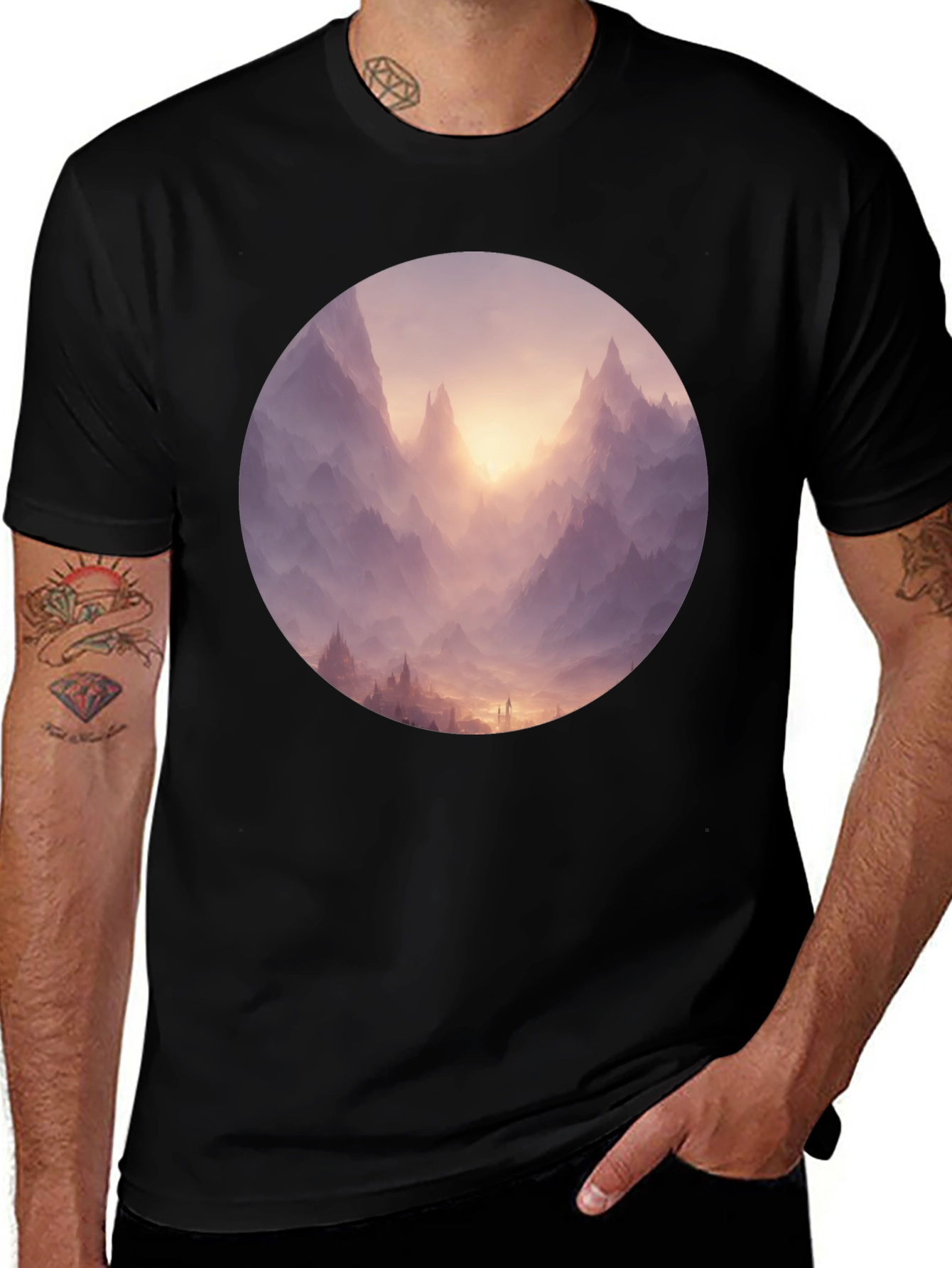 Mystic Mountain View Graphic Tee - Black