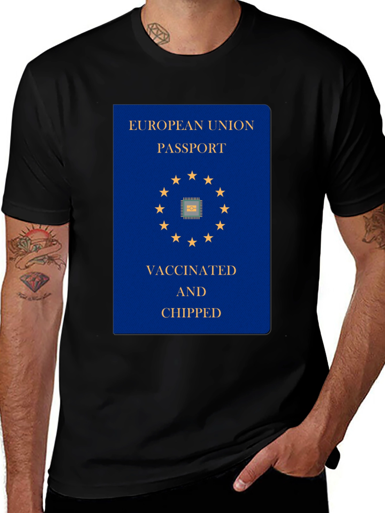 Vaccinated & Chipped EU Passport T-Shirt
