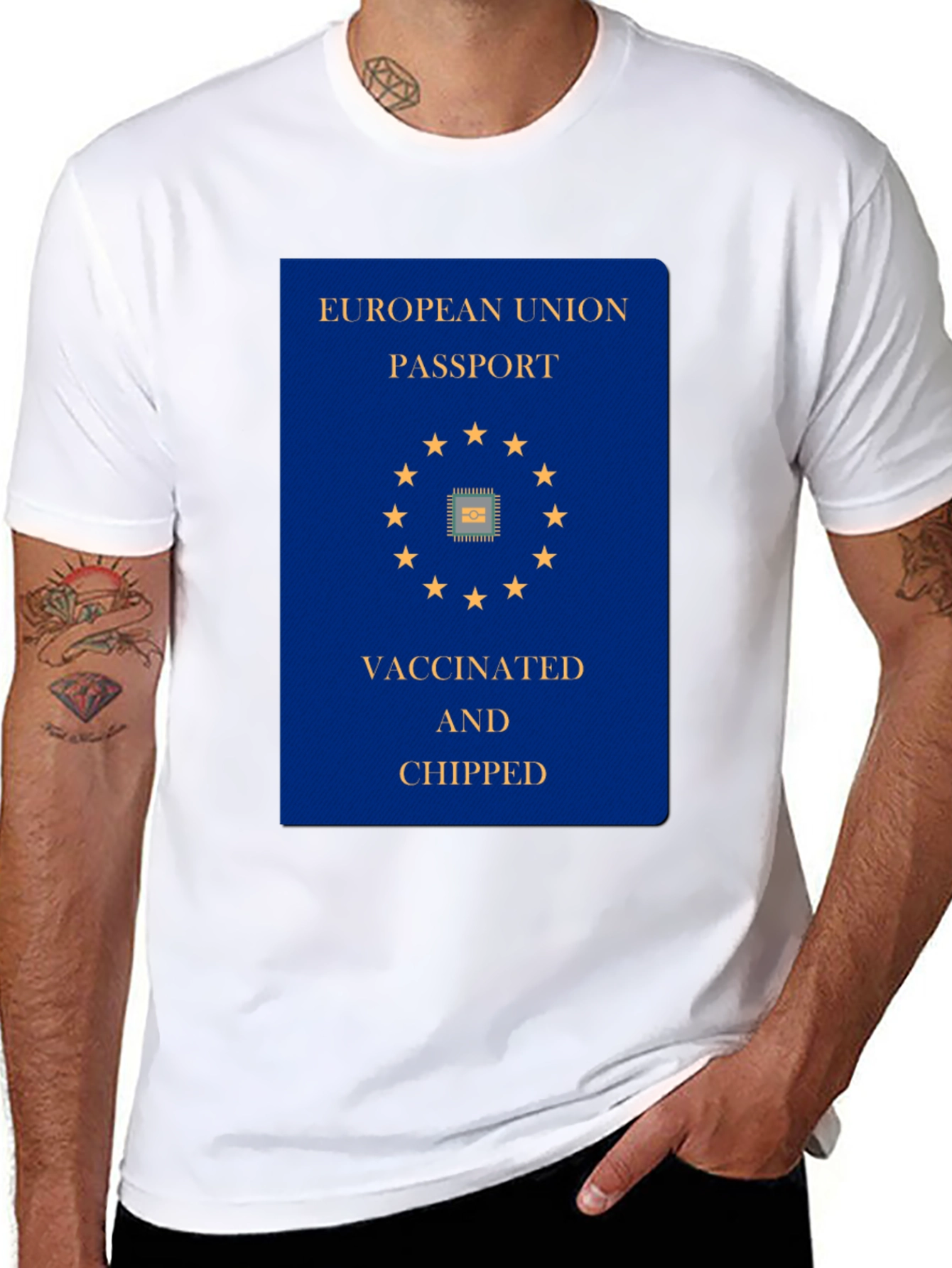 Vaccinated & Chipped EU Passport T-Shirt