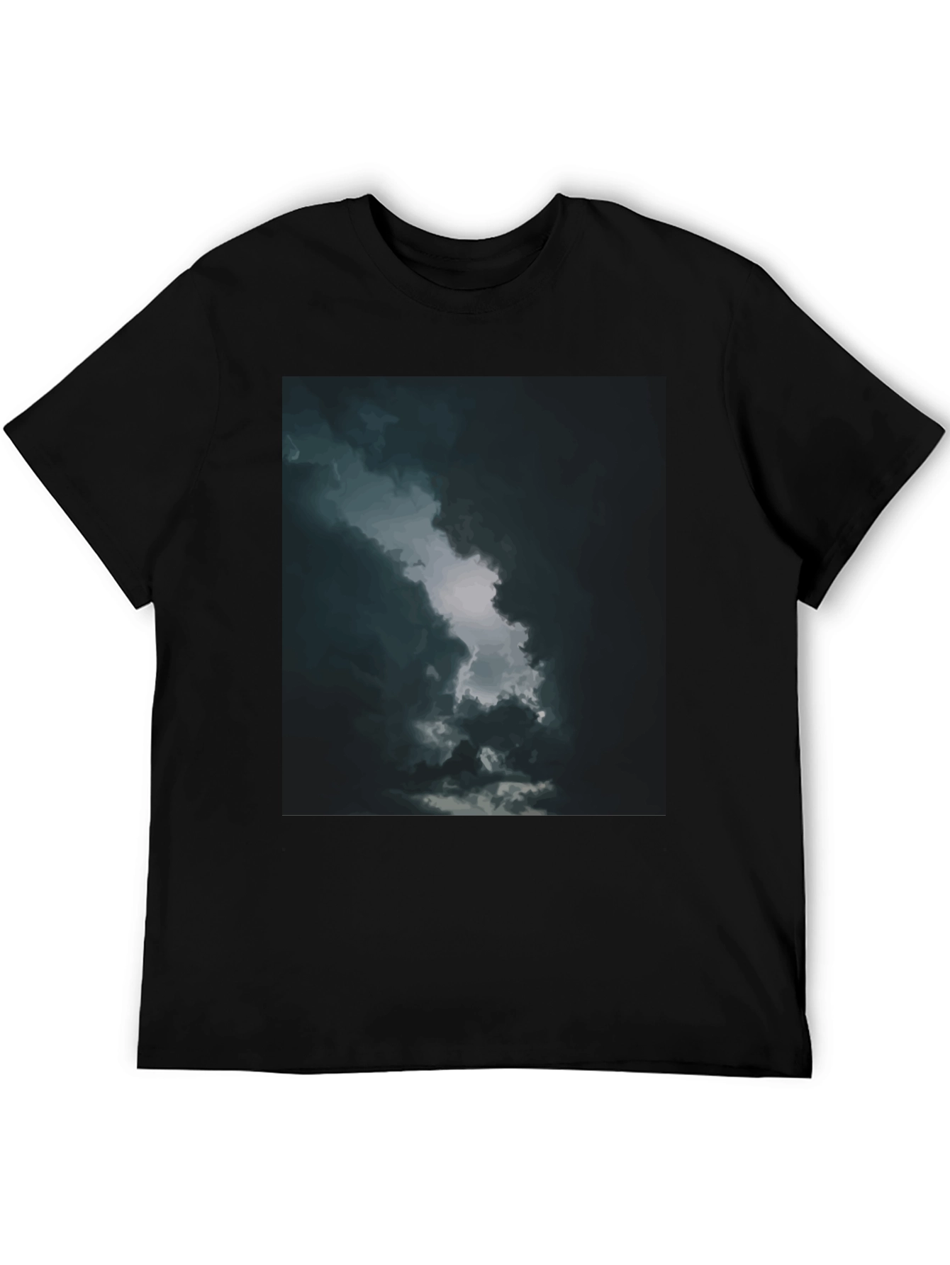 Dark Sky Cloud Graphic Tee - Black Cotton T-Shirt