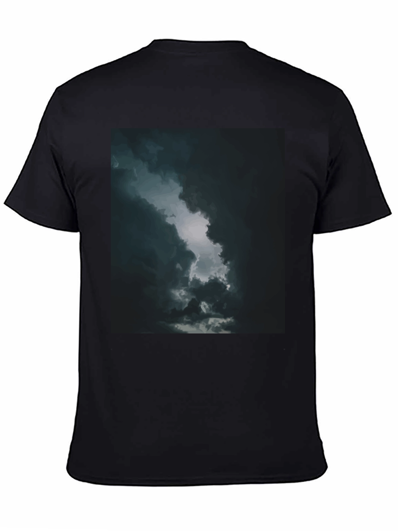 Dark Sky Cloud Graphic Tee - Black Cotton T-Shirt