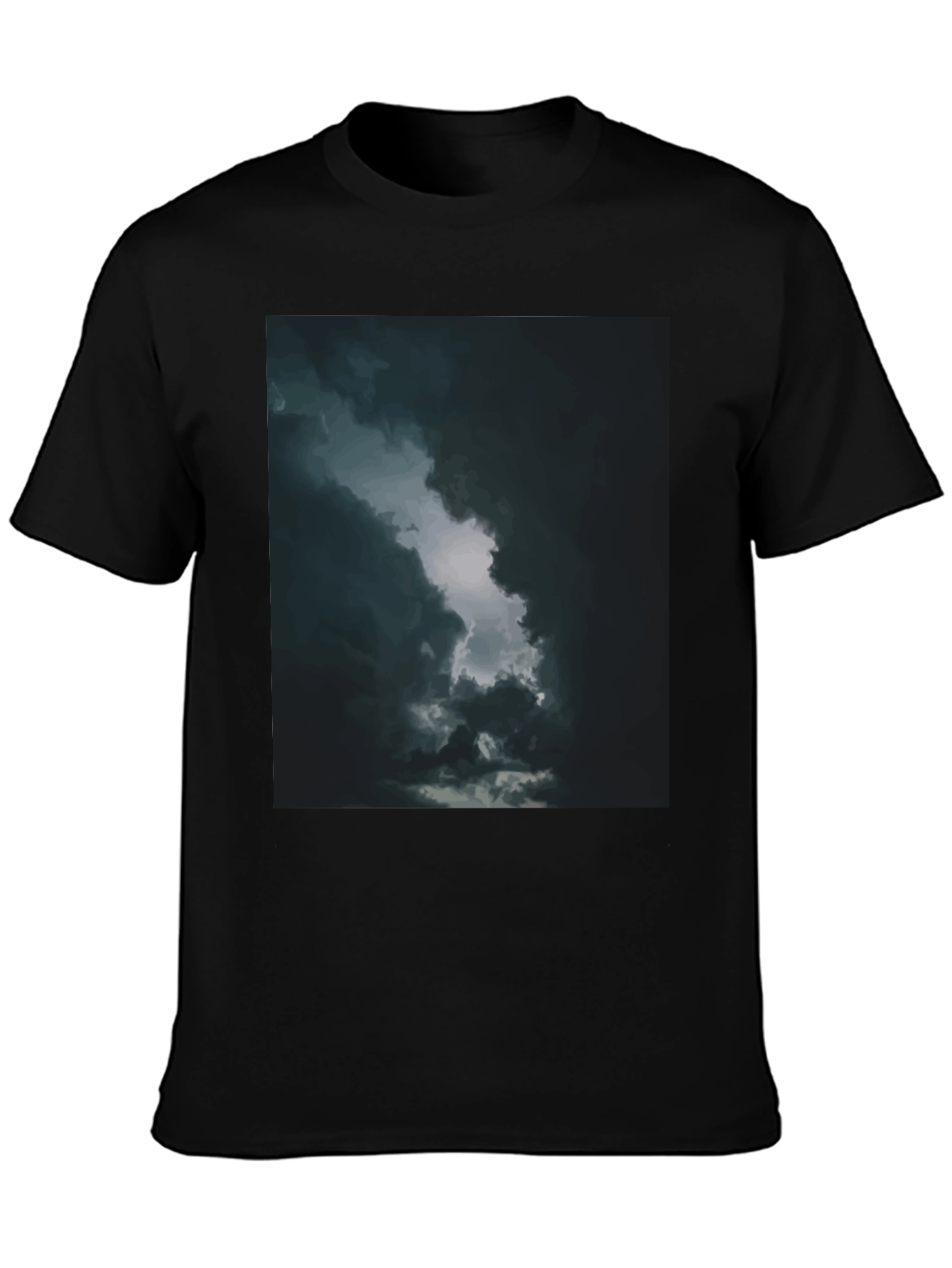 Dark Sky Cloud Graphic Tee - Black Cotton T-Shirt