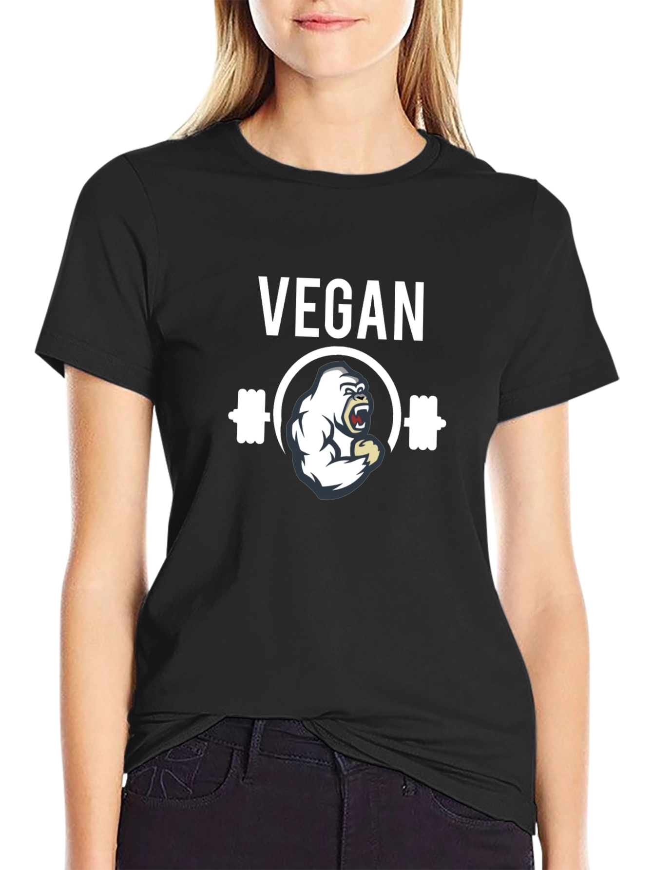 Vegan Gorilla Graphic T-Shirt - Black