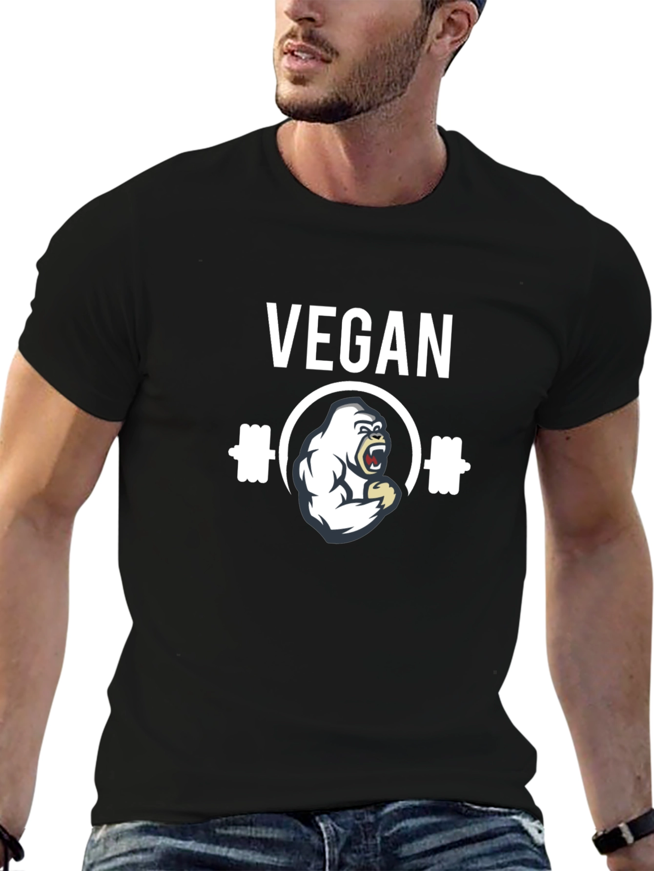 Vegan Gorilla Graphic T-Shirt - Black