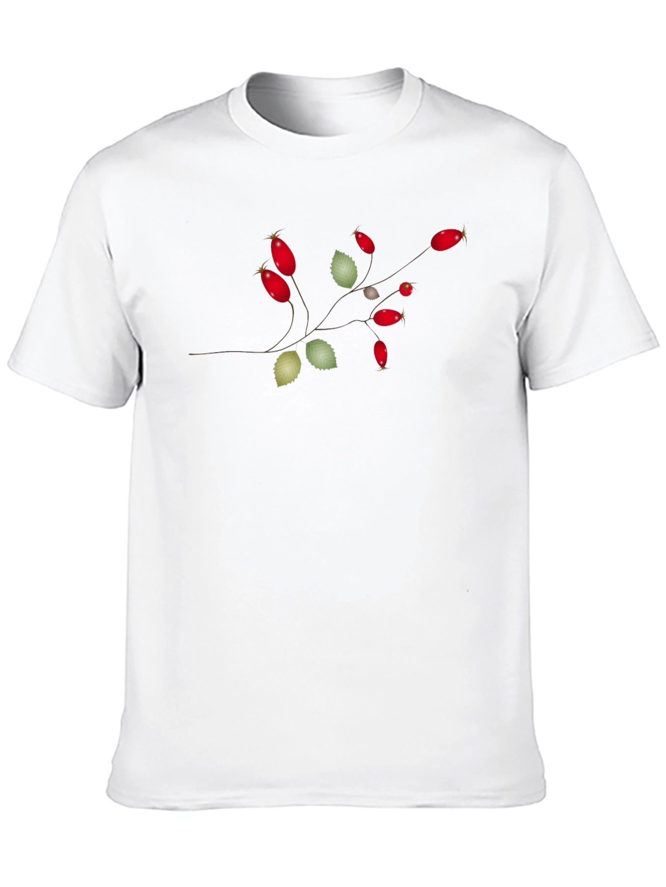 Botanical Rosehip Branch Graphic Tee - Black