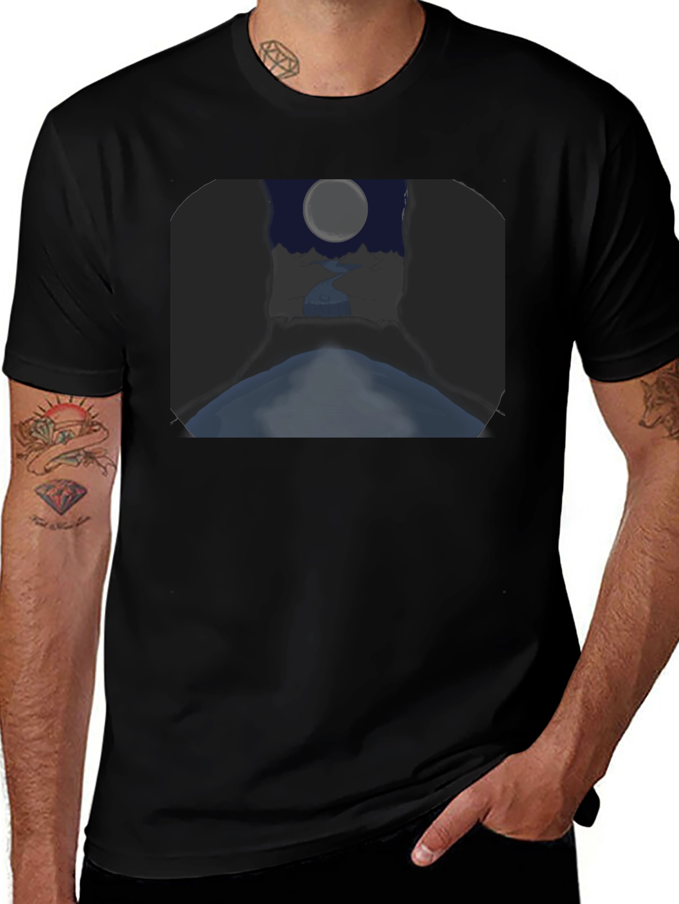 Moonlit River Graphic Tee - Unique Design